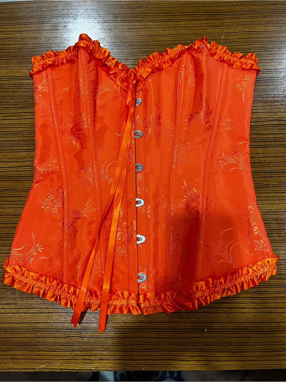 Unk Orange Satin Floral Corset Top